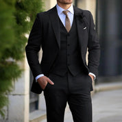 Männer eleganter Polyester-Kotton-Mischung 3-teiliger Anzug 1