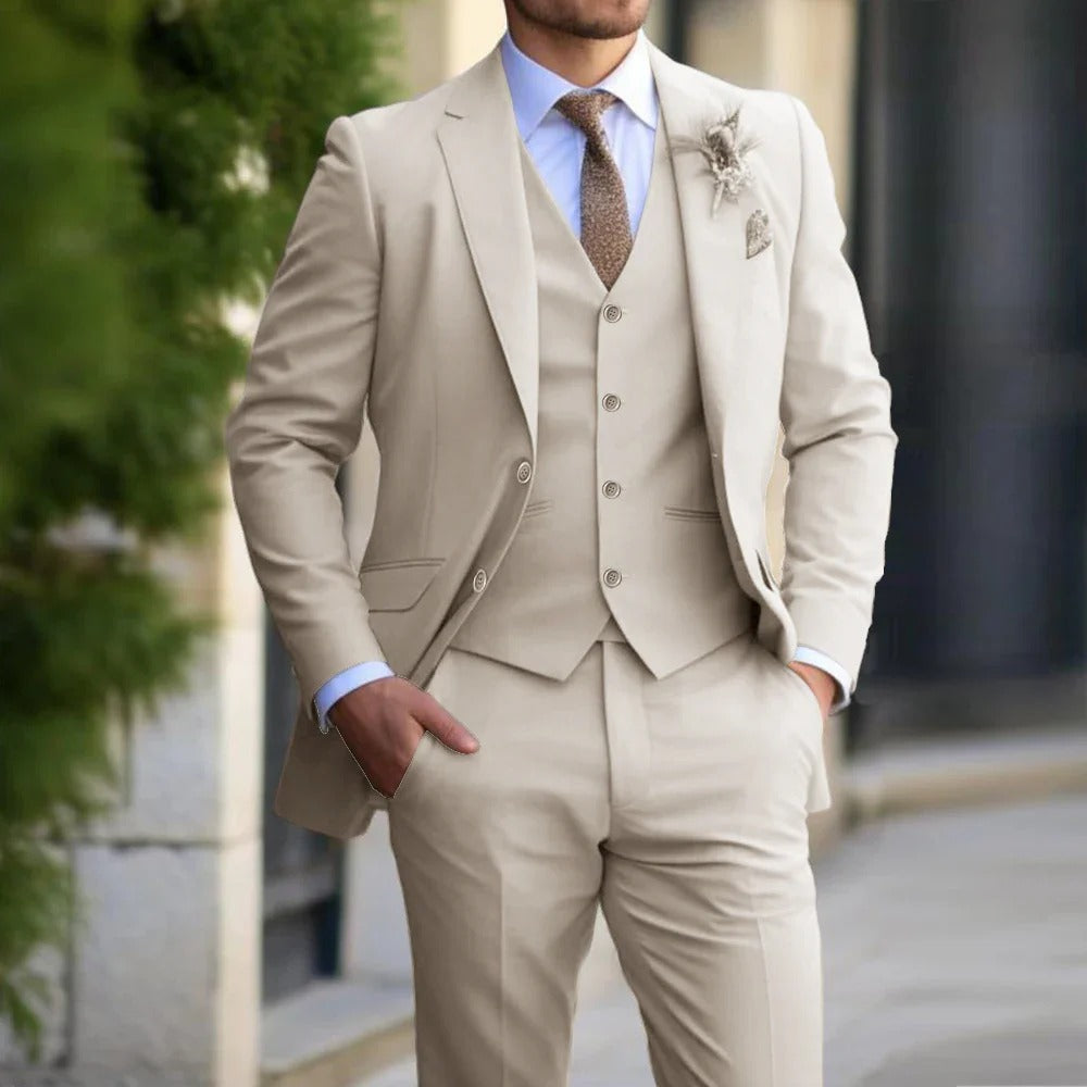 Männer eleganter Polyester-Kotton-Mischung 3-teiliger Anzug 2
