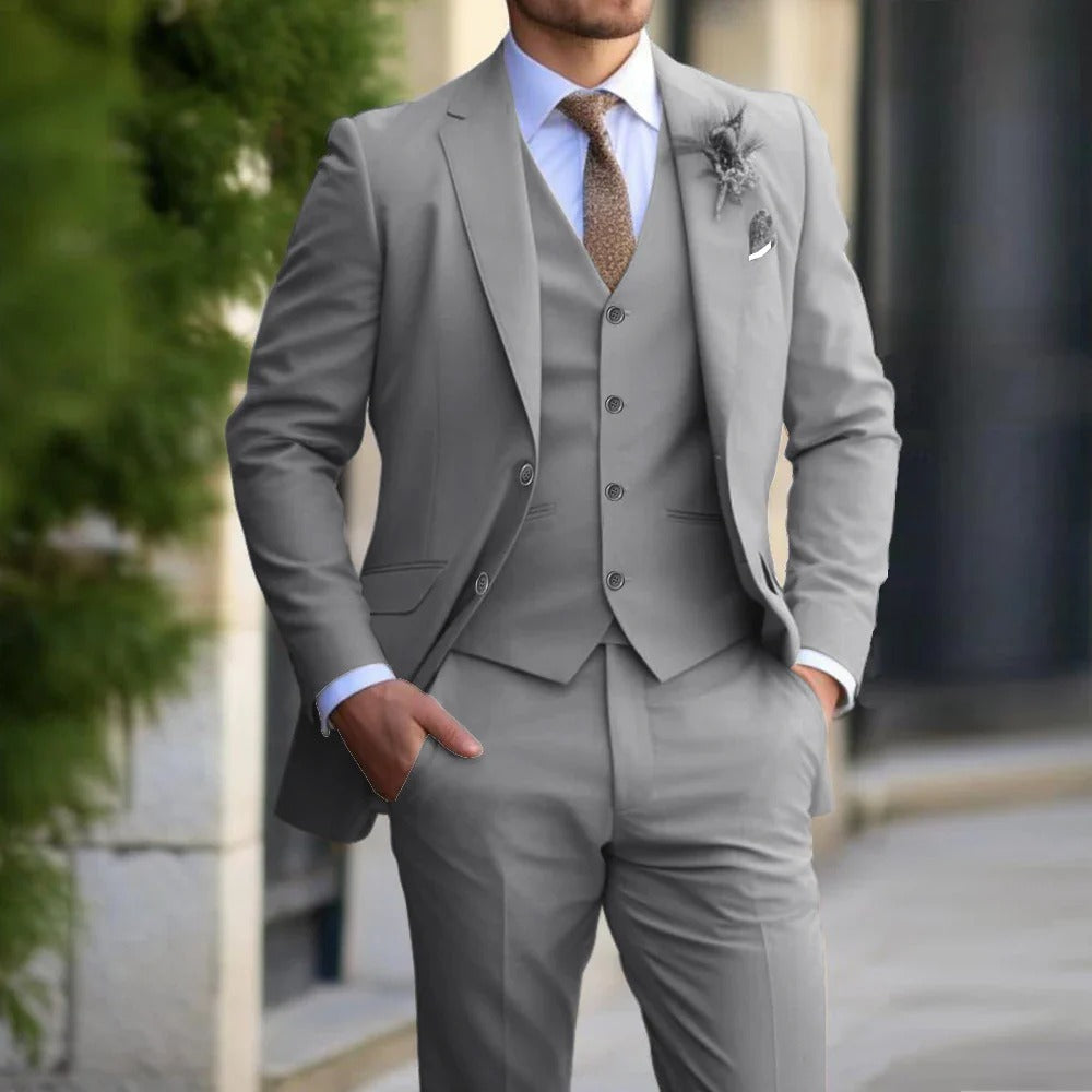 Männer eleganter Polyester-Kotton-Mischung 3-teiliger Anzug 3
