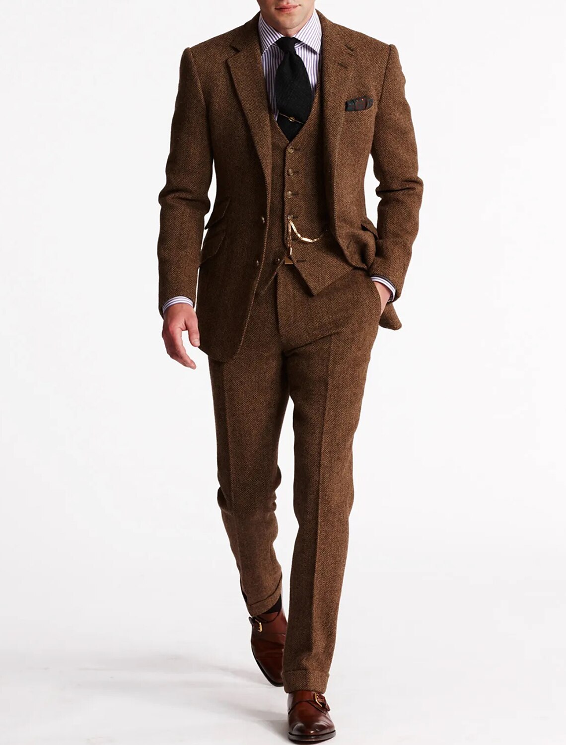 Männer eleganter Wolle Tweed Smoking Anzug 0