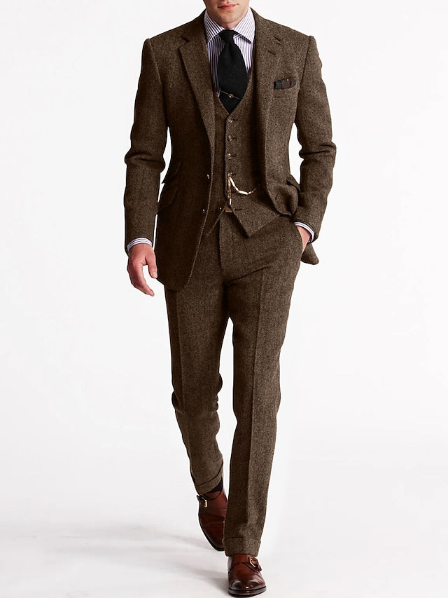 Männer eleganter Wolle Tweed Smoking Anzug 4
