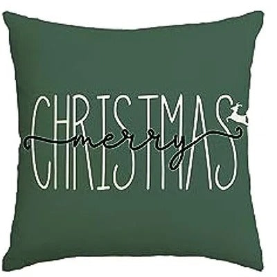MerryCushion – Grüner Weihnachtskissenbezug mit festlicher Stickerei 3