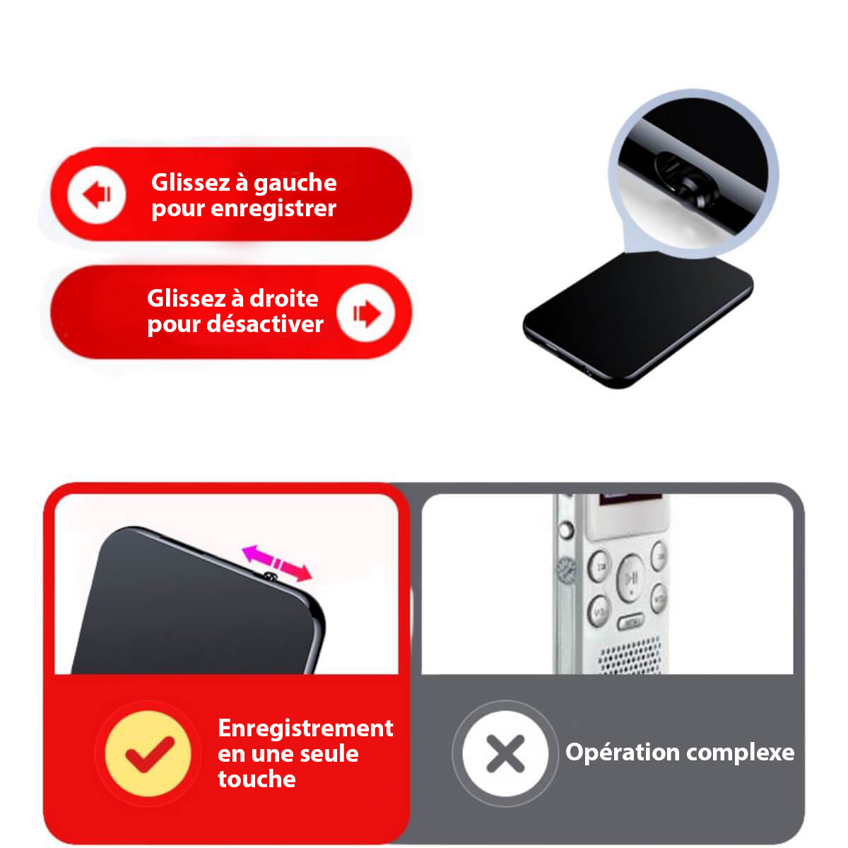 Mini Professional Spy Microfon Recorder-Ultra-dünnes Design, 50 Stunden Akkulaufzeit, hochwertiger Klang für diskrete Audioaufnahmen 4