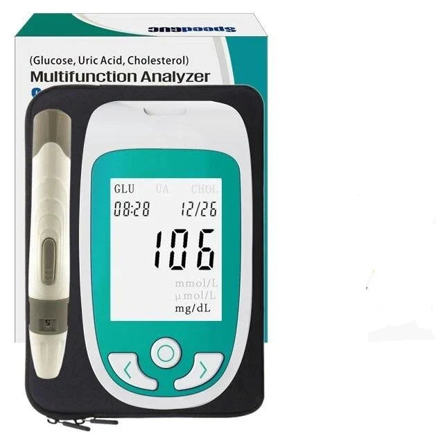 Multifunktional Analysator Home -Cholesterin -Testkit mit Lancets Harnsäure -Messglukosemessgerät 1