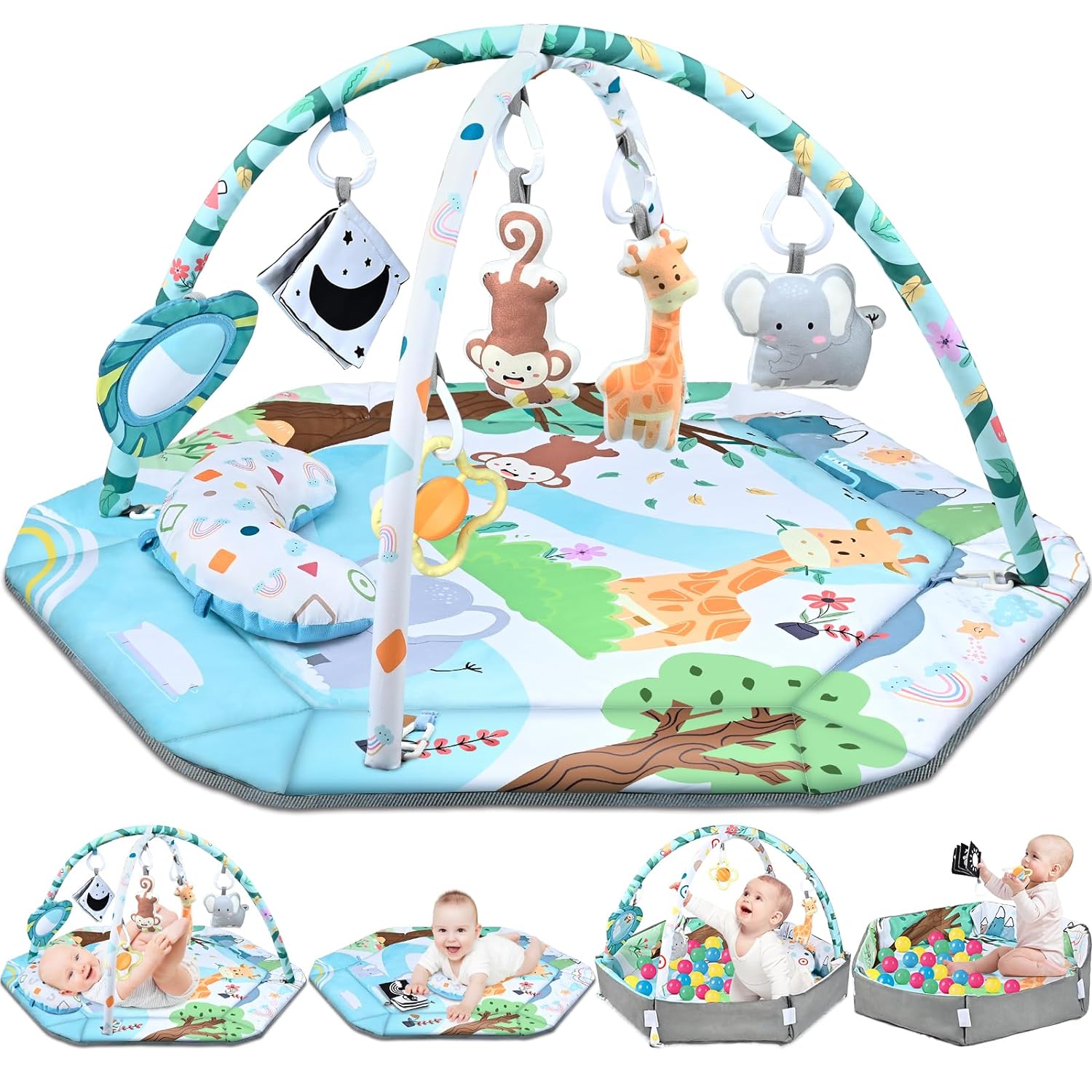 Multifunktionale 8-in-1-Spielmatte für Babys – Abnehmbare sensorische Spielzeuge mit weichem Schaumstoffdesign für Babys 1