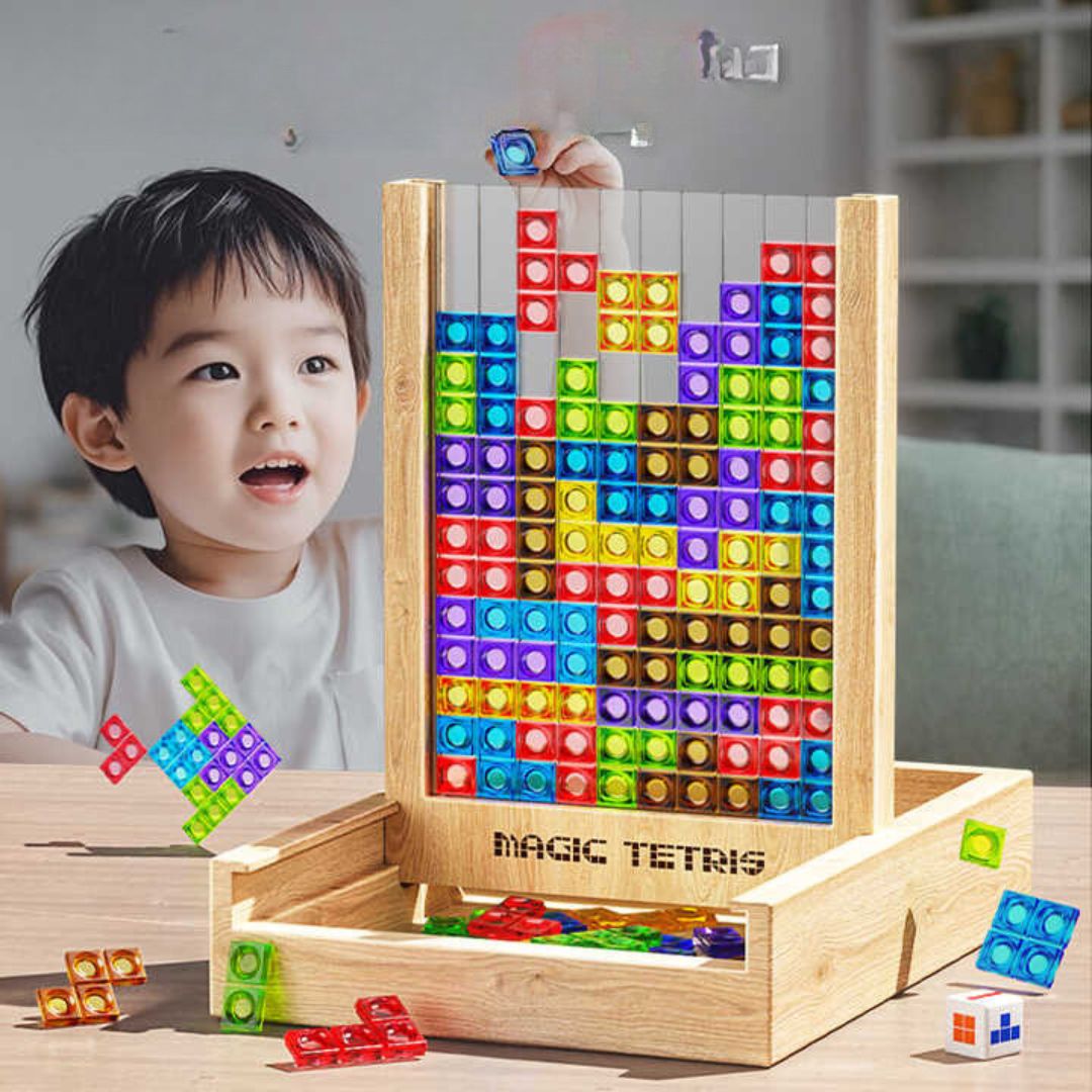 Nachhaltiges Holzpuzzlespiel – Umweltfreundliches Tetris-Bausteinspielzeug für Familienspaß und Lernen 1