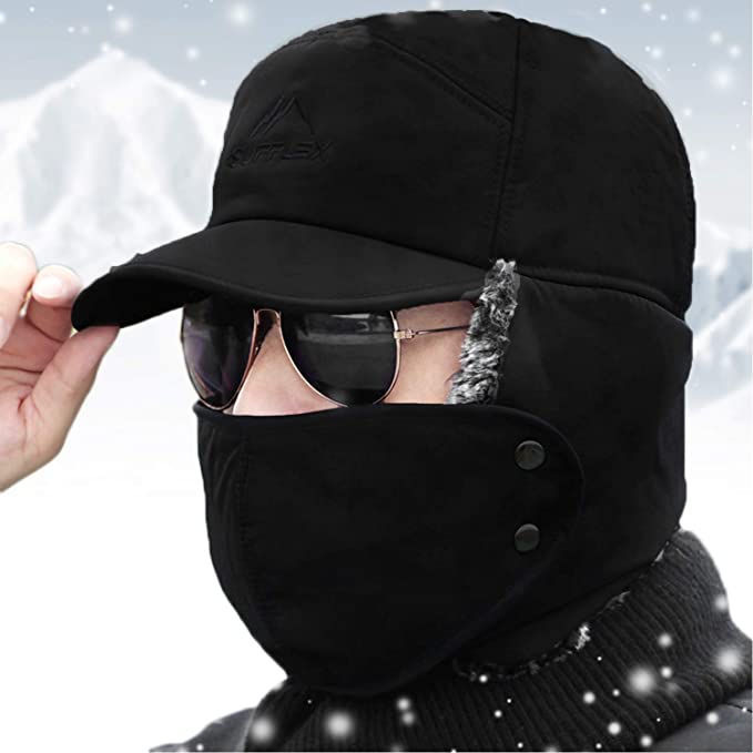 Premium -Männer Winterkaltes Wetter Schneehut mit Ohrklappen und Rand 0
