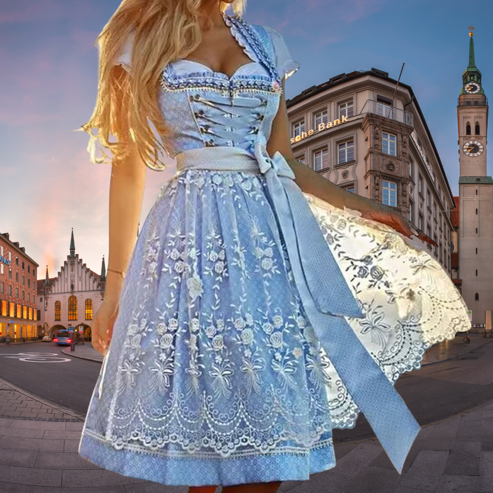 Premium Damen-Trachten mit Schürze und Bluse Oktoberfest Dirndl 0