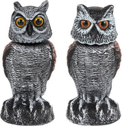 Realistischer 2-Pack-Eulenköder mit rotierenden Kopf-Outdoor-Vogel und Schädlingsschutzmittel 0