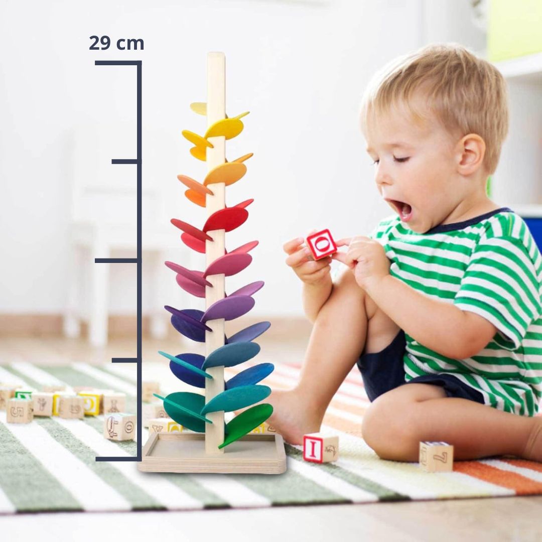 Regenbogen-Murmelturm – Kreatives Holzspielzeug – Fördert Farben & Klänge für Kinder ab 3 Jahren 7