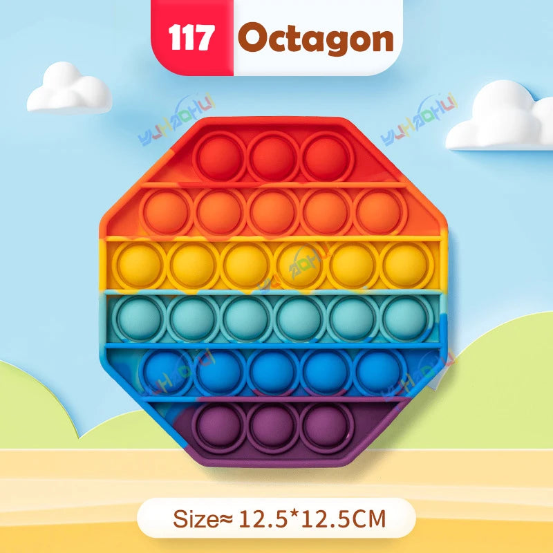 Regenbogen-Pop-Fidget-Toy – Sensorisches Silikonspielzeug zur Stressbewältigung, Konzentrationsförderung und zum Spielen für Kinder und Erwachsene 23