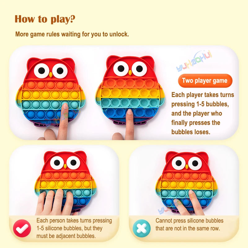 Regenbogen-Pop-Fidget-Toy – Sensorisches Silikonspielzeug zur Stressbewältigung, Konzentrationsförderung und zum Spielen für Kinder und Erwachsene 6