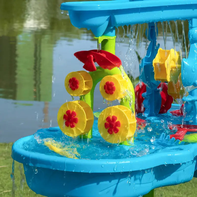 Robuster 3-in-1-Sand- und Wassertisch für Kinder – Spieltisch für draußen mit 15 Zubehörteilen 2