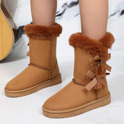 DES | Damen vinterstövlar i plysch - varma boots med rosett