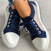 Mila | Modische Blaue Schnürsneaker aus Canvas für Bequemen Alltag
