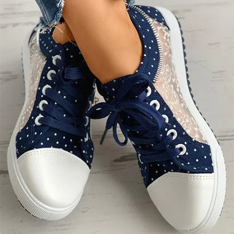 Mila | Modische Blaue Schnürsneaker aus Canvas für Bequemen Alltag