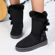 DES | Damen vinterstövlar i plysch - varma boots med rosett