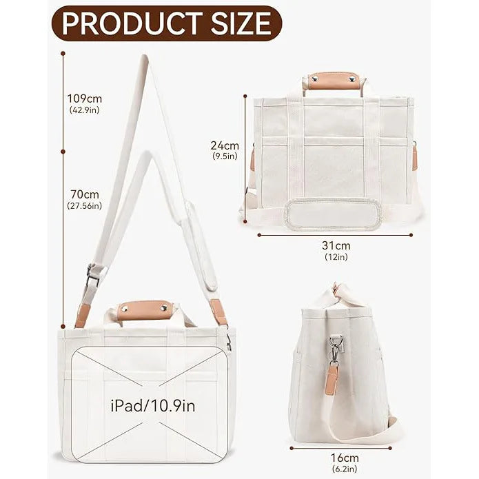 Max | Canvas Crossbody Messenger Resväska med Multi-fickor