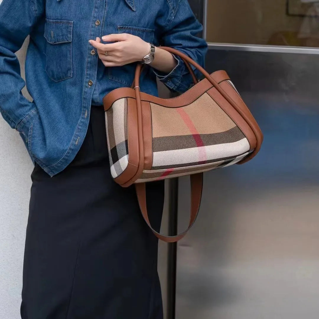 Sophia | Dam läder patchwork stor crossbody-handväska