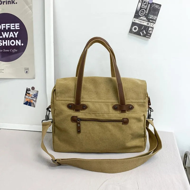Max | Vintage Canvas Stor Axelremsväska Resväska