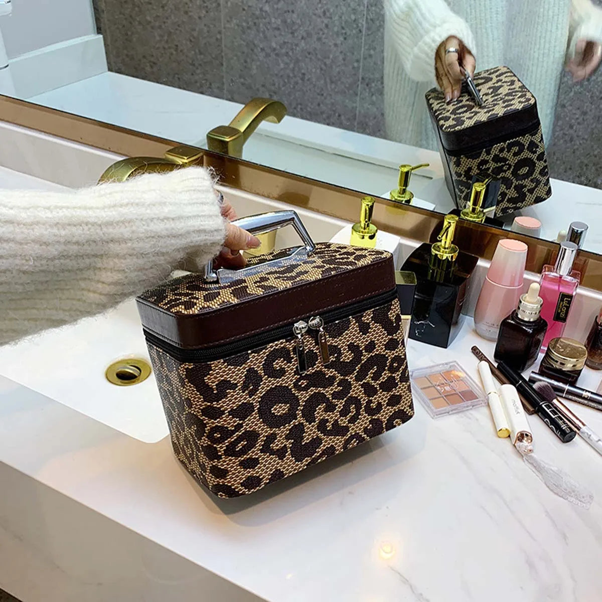 Keyla | Damen Reisekosmetiktasche mit Leopardenmuster Organizierer