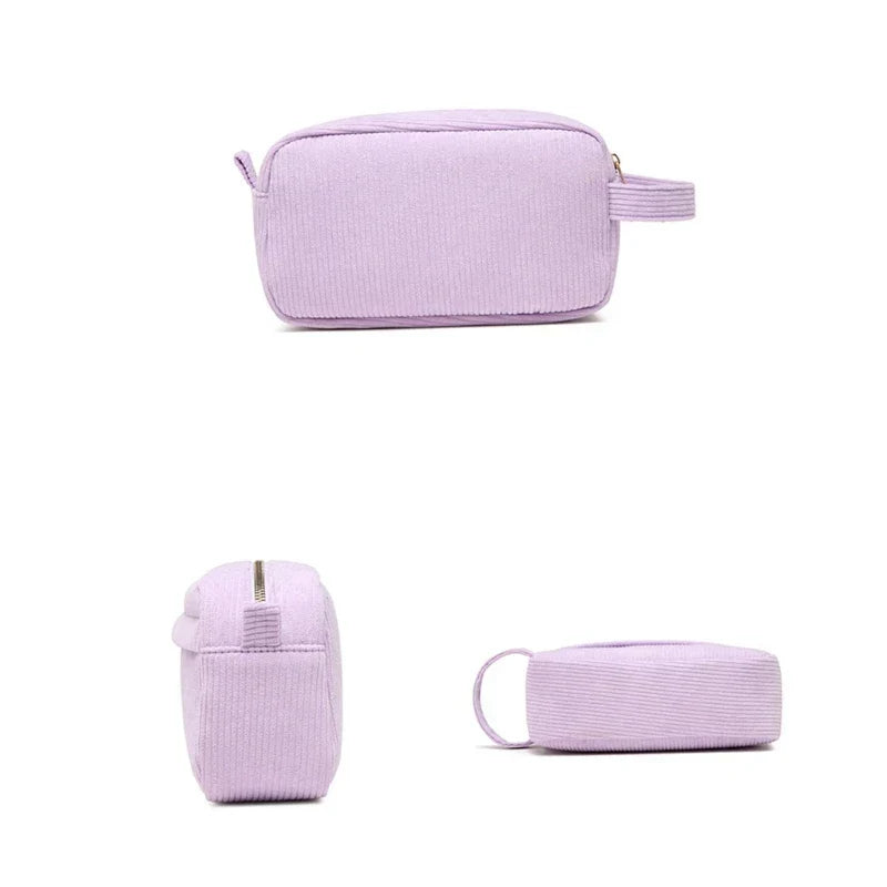 Kamiyah | Weiche Cord-Baumwoll-Kosmetiktasche für Reisen