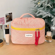 Rosielyn | Karierte Baumwoll-Kosmetiktasche für Reisen