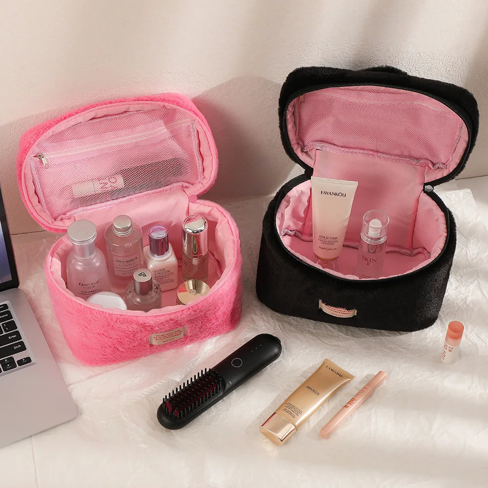 Aliya | Damen Kosmetiktasche Organizer mit großer Kapazität aus Plüsch