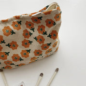 Ella | Preppy Floral Waffelcord Kosmetiktasche