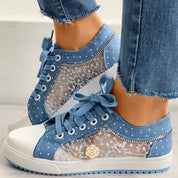 Mila | Modische Blaue Schnürsneaker aus Canvas für Bequemen Alltag