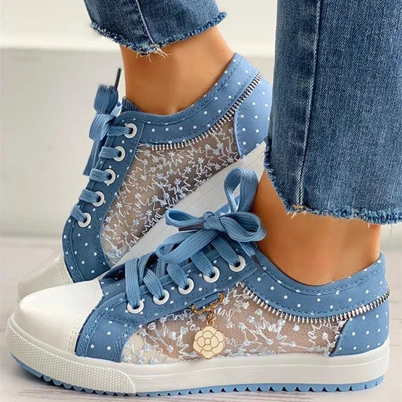 Mila | Modische Blaue Schnürsneaker aus Canvas für Bequemen Alltag