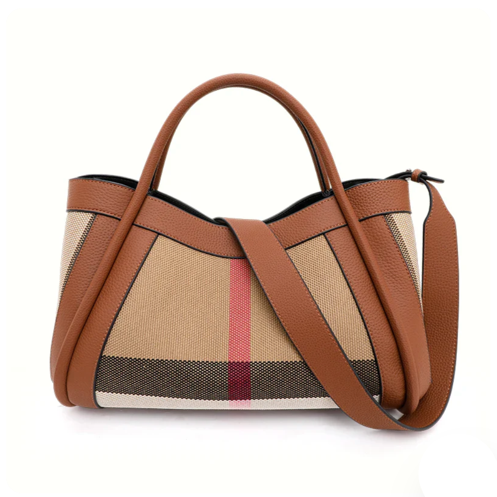 Sophia | Dam läder patchwork stor crossbody-handväska