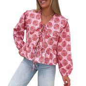 Macey | Stilvolle Langarm-Bluse mit Blumenmuster