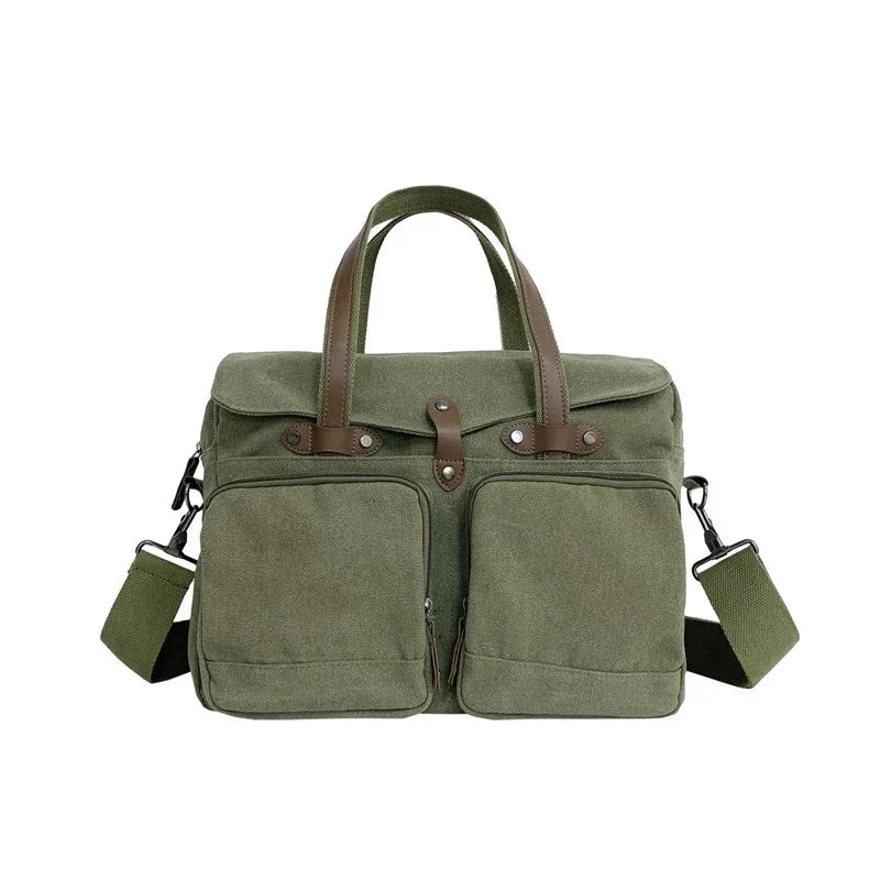 Max | Vintage Canvas Stor Axelremsväska Resväska