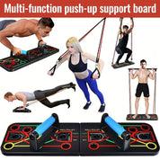 Set mit Armdehnübungen und Planks inklusive Griffen, elastischen Bändern und Zubehör – ideal für Brust- und Bauchmuskeltraining 4