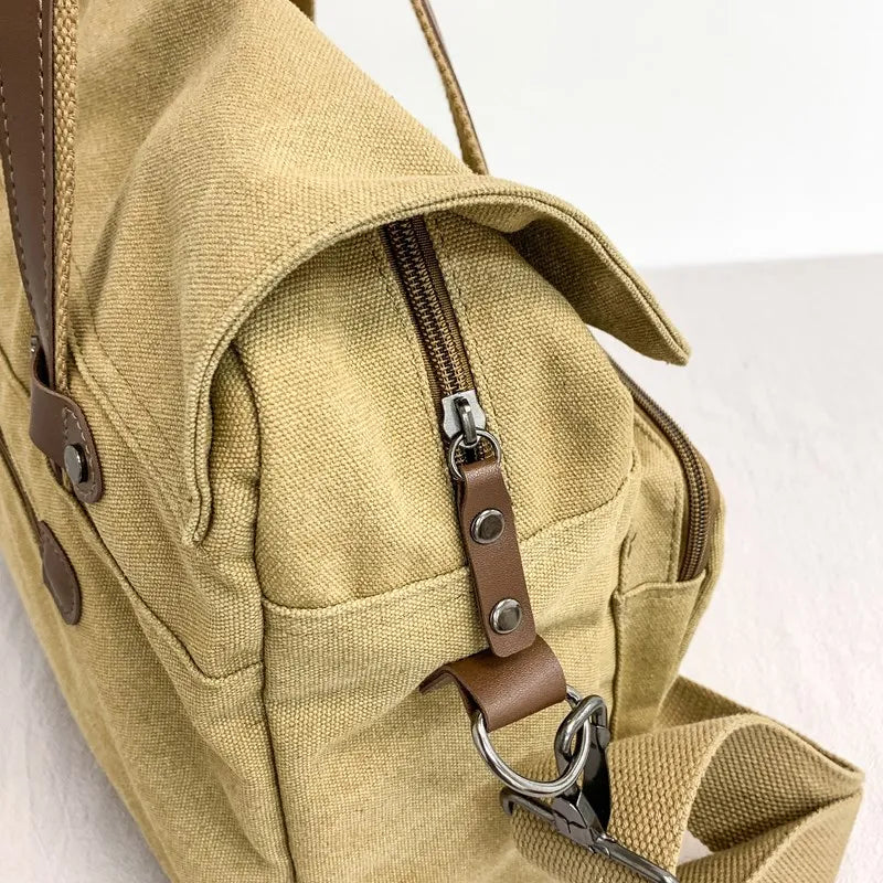 Max | Vintage Canvas Stor Axelremsväska Resväska