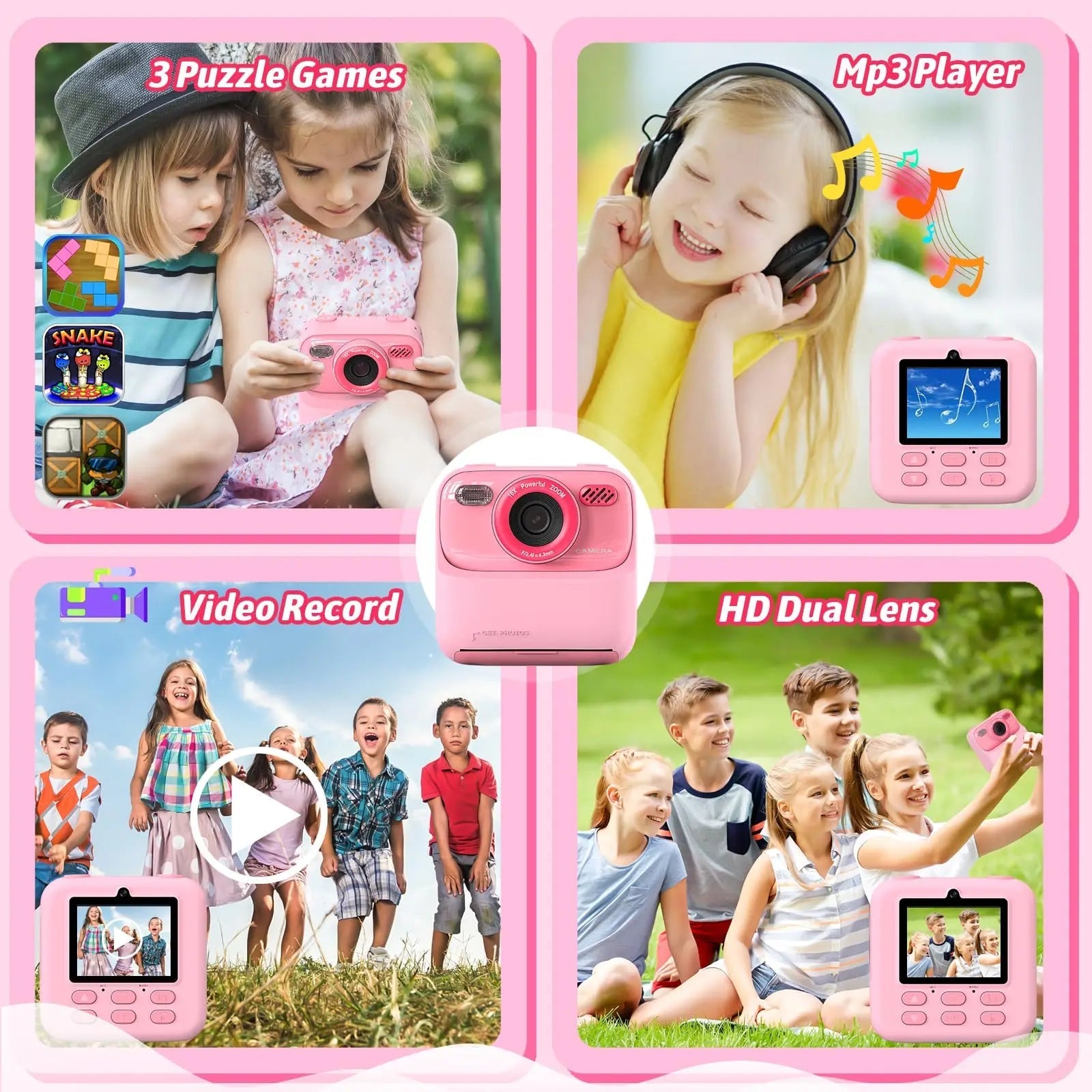 SnapJoy | Bunte Sofortbildkamera für Kinder mit HD-Selfie-Funktion und 32 GB Speicher 4