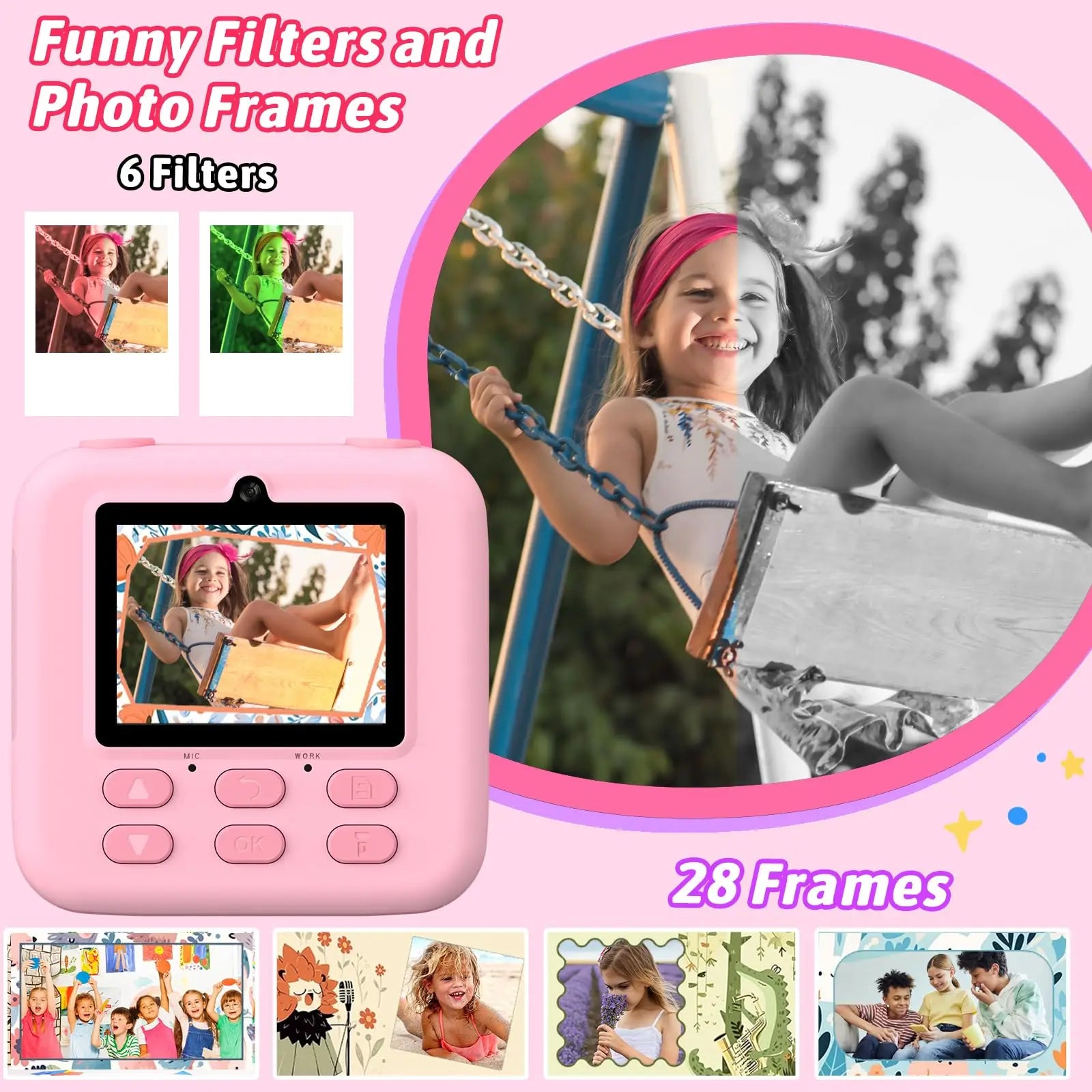 SnapJoy | Bunte Sofortbildkamera für Kinder mit HD-Selfie-Funktion und 32 GB Speicher 5