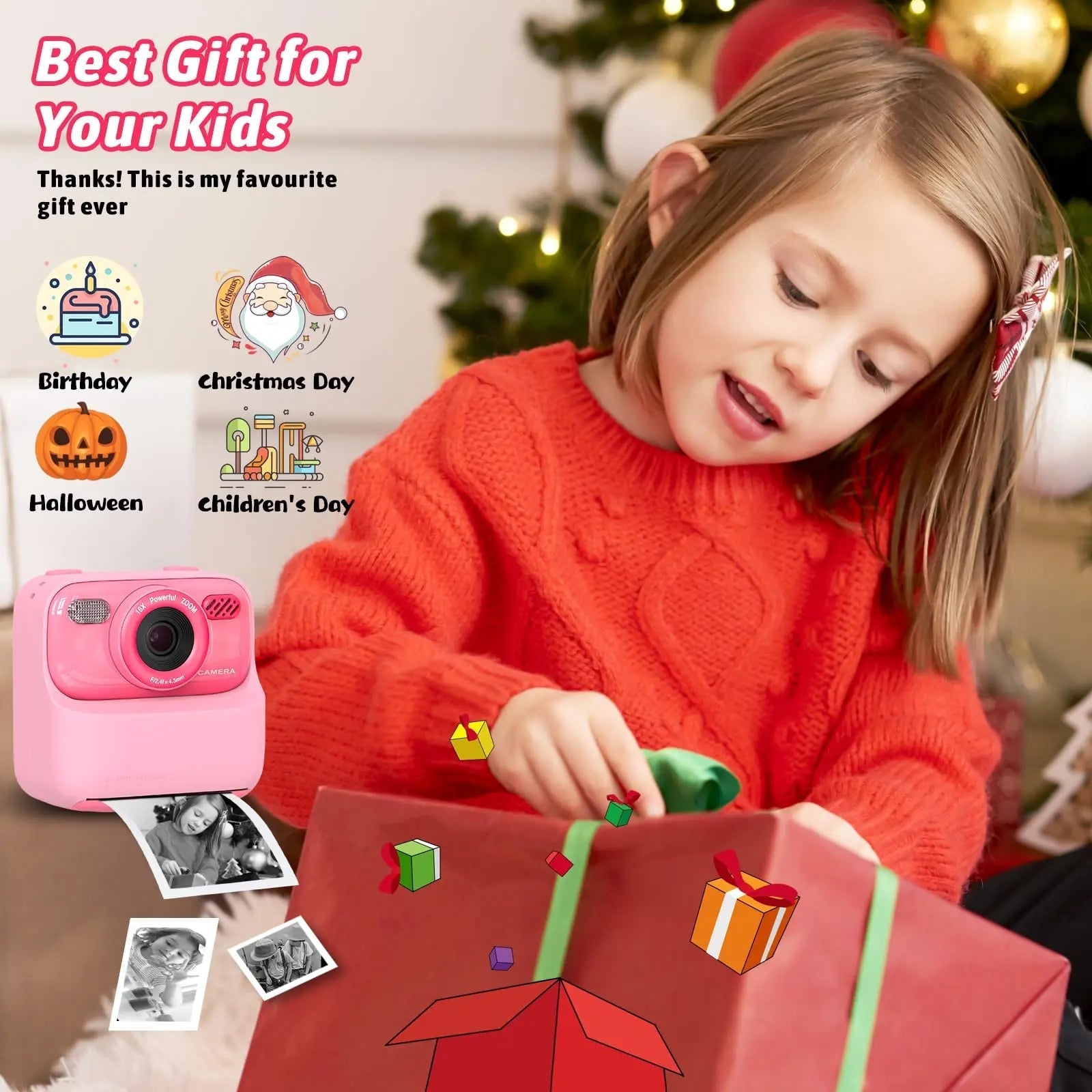 SnapJoy | Bunte Sofortbildkamera für Kinder mit HD-Selfie-Funktion und 32 GB Speicher 6