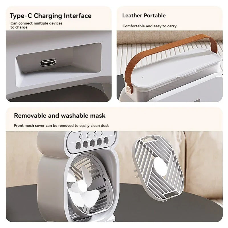Tragbare 3-in-1-Klimaanlage mit Nachtlicht und Luftbefeuchter 3