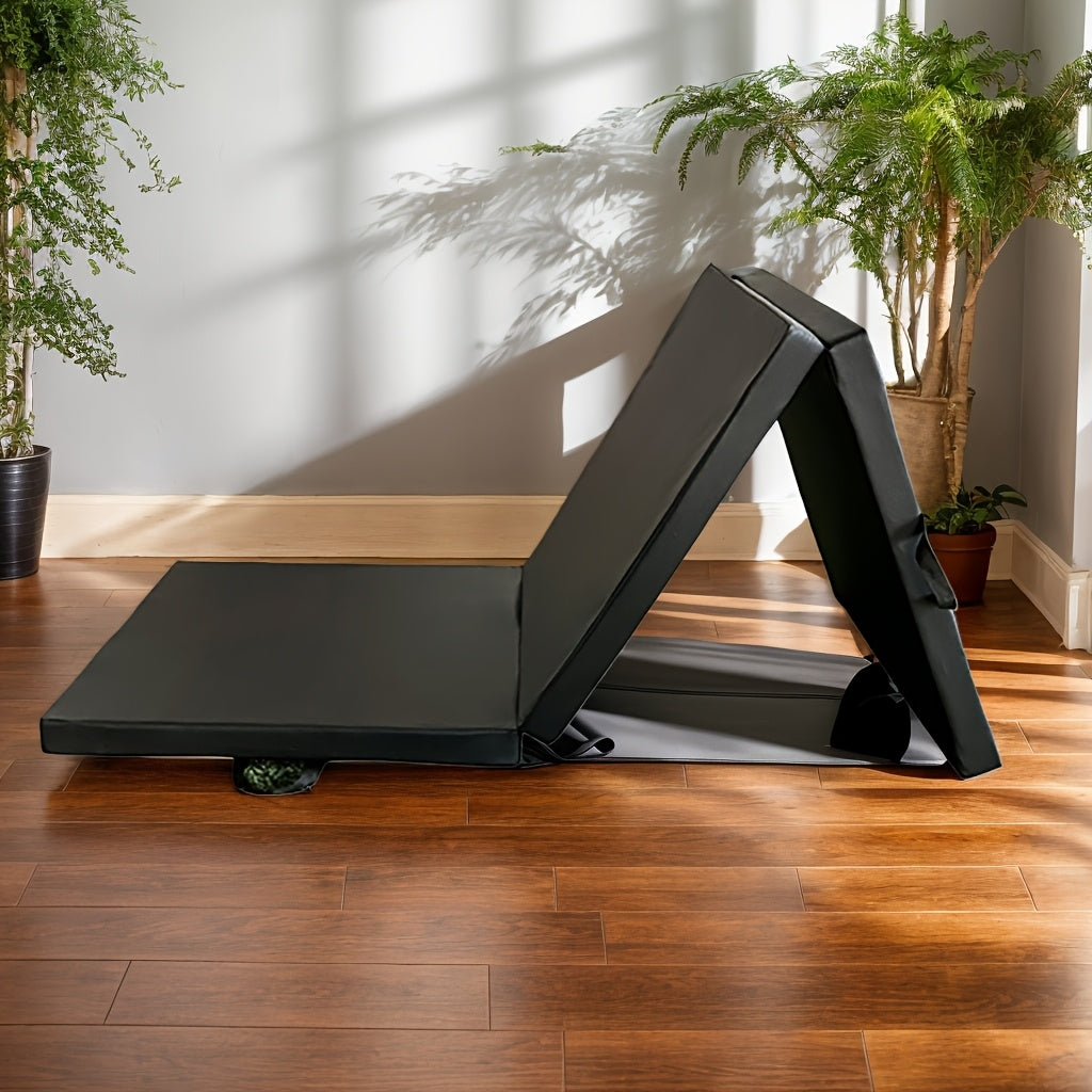 Tragbare dreiteilige Yogamatte mit dicker Polsterung, rutschfester PU-Oberfläche und Griff 1