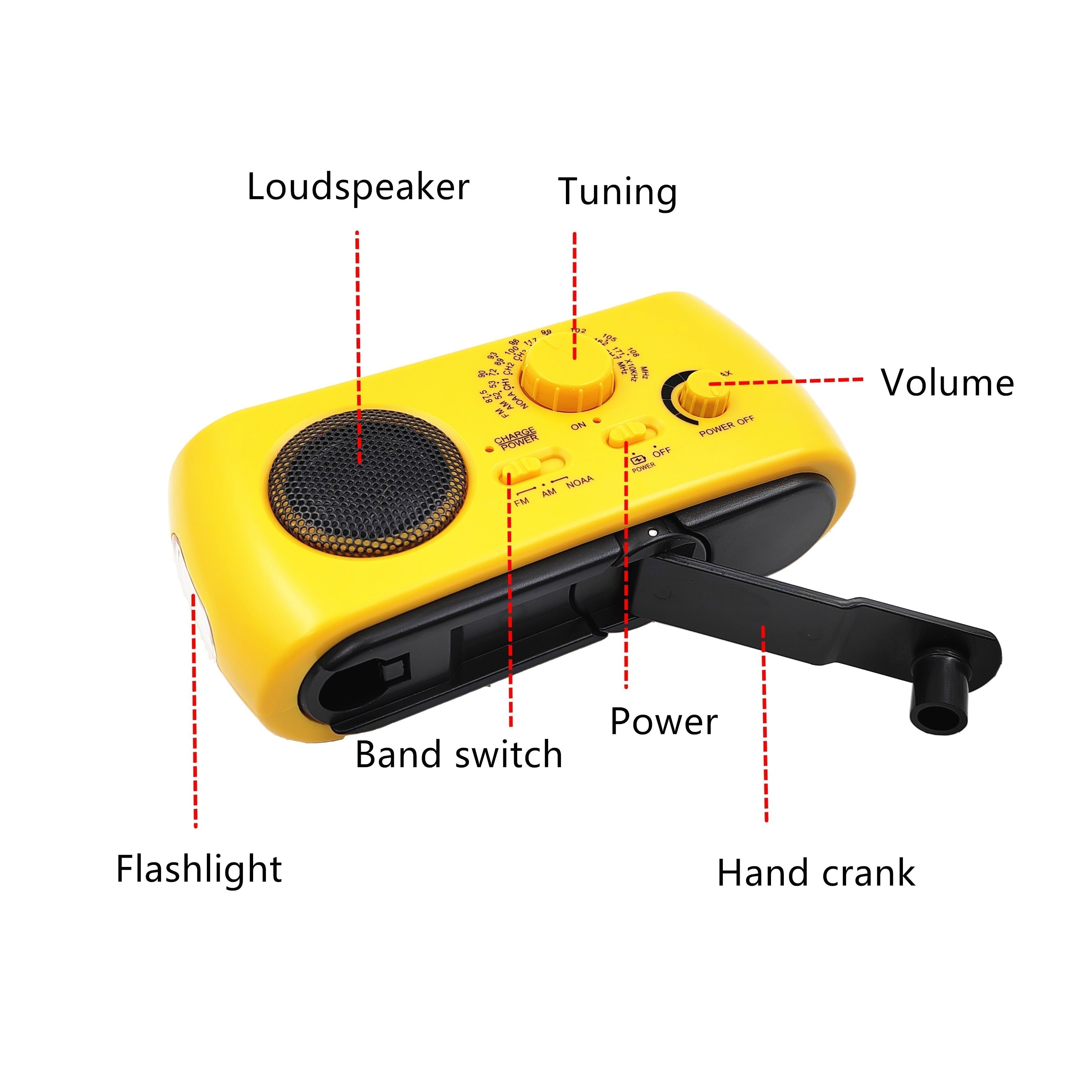 Tragbares Notfallradio mit AM/FM/NOAA, USB -Ladegerät, LED -Taschenlampe, wasserfest für Camping und Außengebrauch 3
