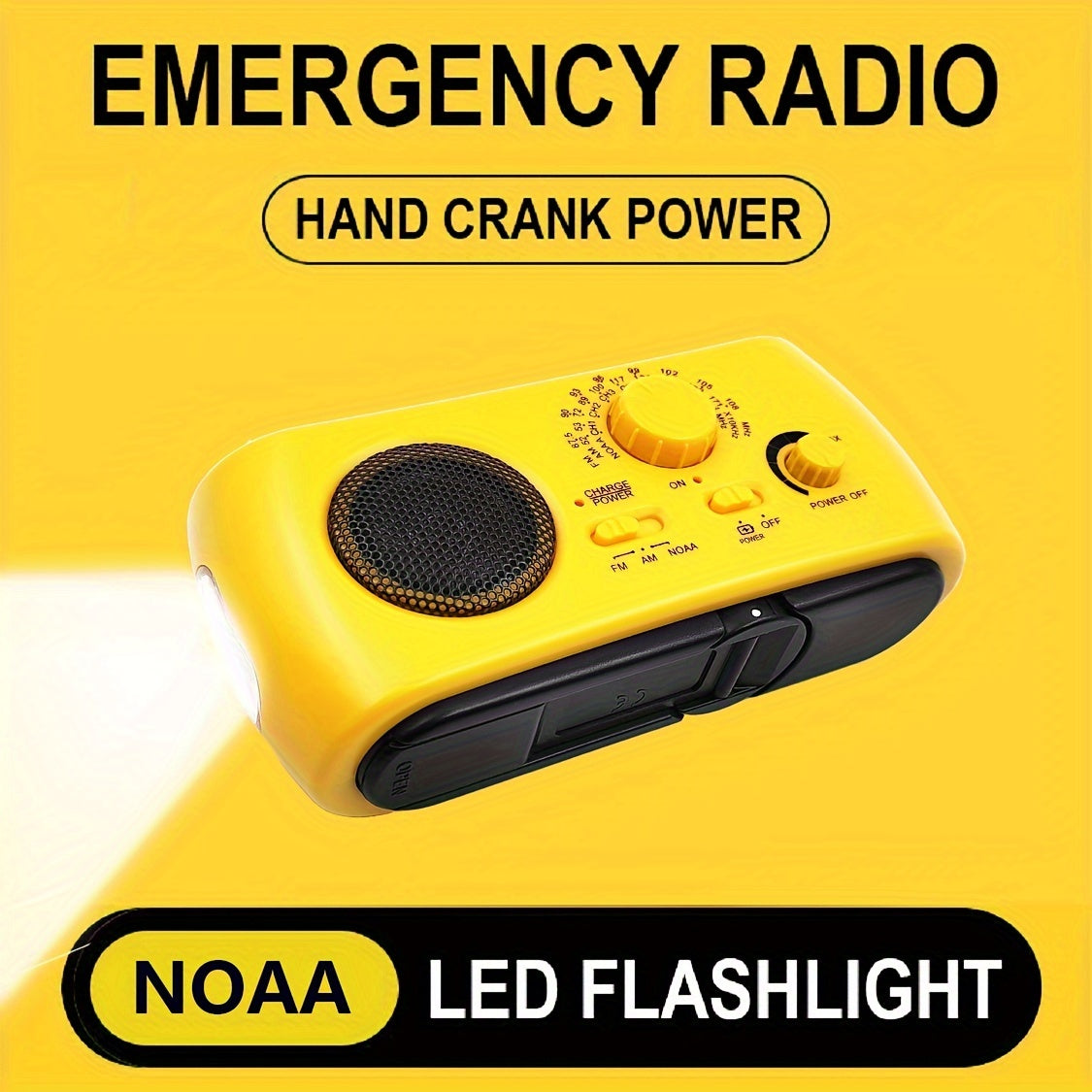 Tragbares Notfallradio mit AM/FM/NOAA, USB -Ladegerät, LED -Taschenlampe, wasserfest für Camping und Außengebrauch 4