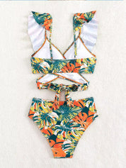 Tropischer Bikini -Bikini -Set mit fröhlicher Druck 4