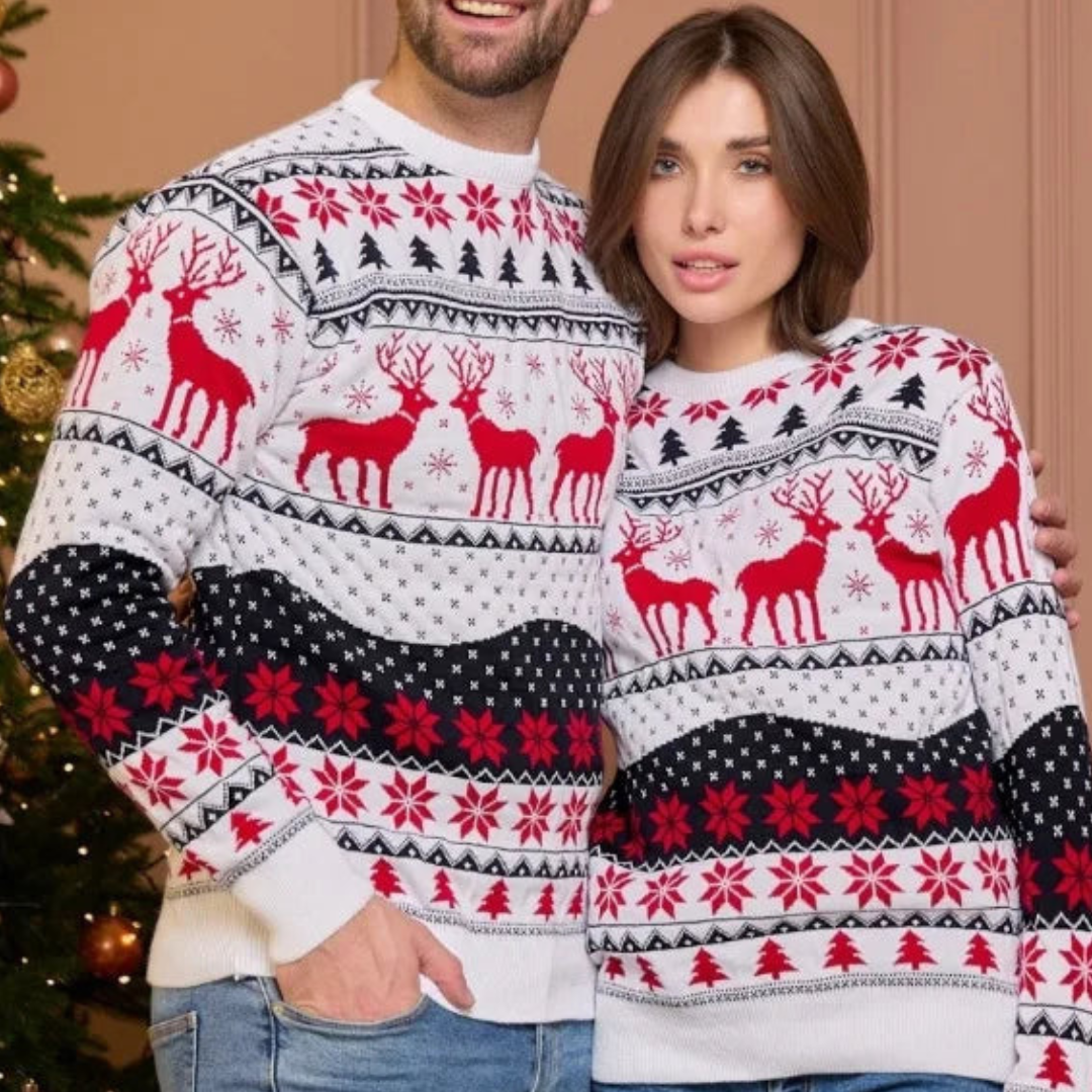 Unisex Weihnachtspullover Festliches Rentier Design Warm Strick 0