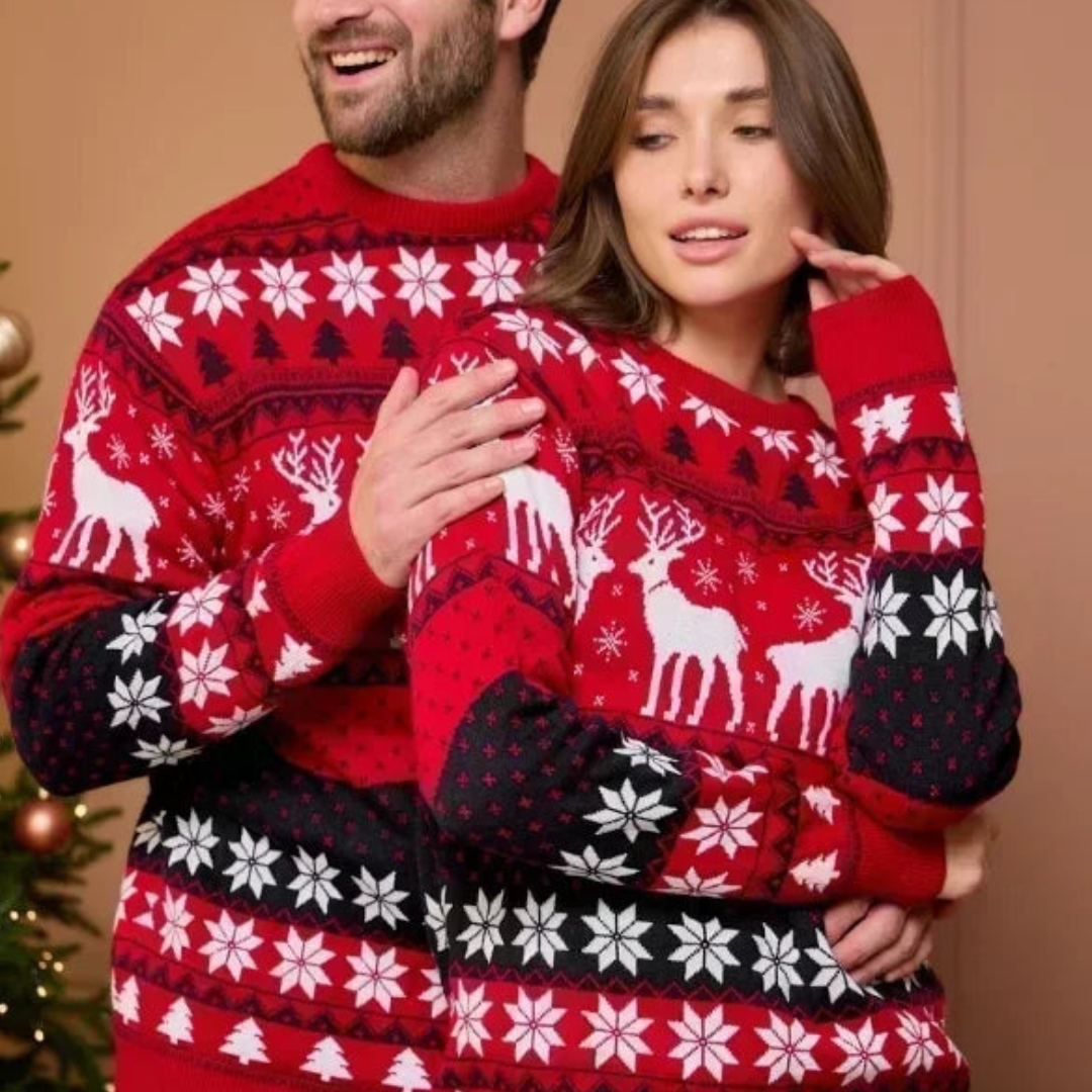 Unisex Weihnachtspullover Festliches Rentier Design Warm Strick 1