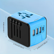 Universeller Reiseadapter mit 4 USB-Anschlüssen und Typ-C-Globale Kompatibilität, schnelle Ladesicherheitsfunktionen 3