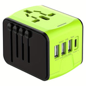 Universeller Reiseadapter mit 4 USB-Anschlüssen und Typ-C-Globale Kompatibilität, schnelle Ladesicherheitsfunktionen 6