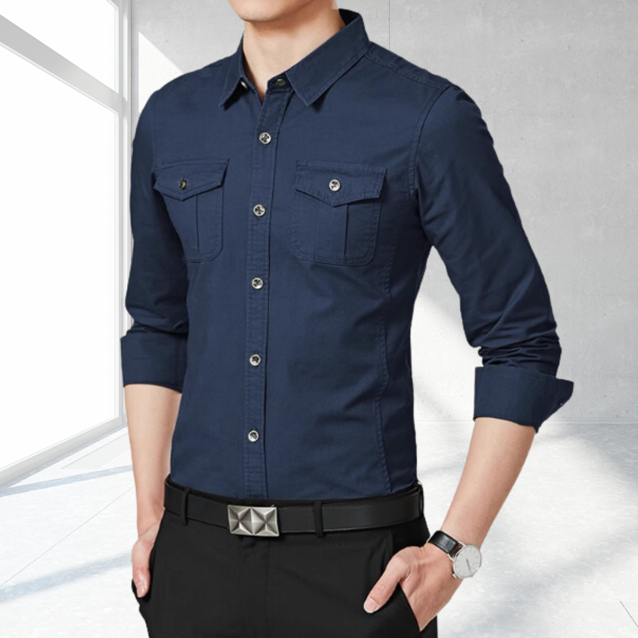 Ron | Elegant casual långärmad skjorta för herrar