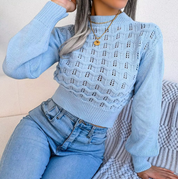 Selene | Vintertröja i crop-top-stil med stilfull stickad mönster för damer